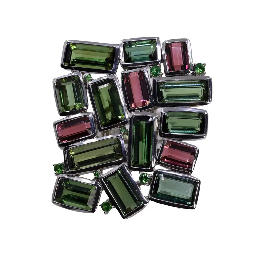 Inel Argint 925, Turmalina, Tsavorite