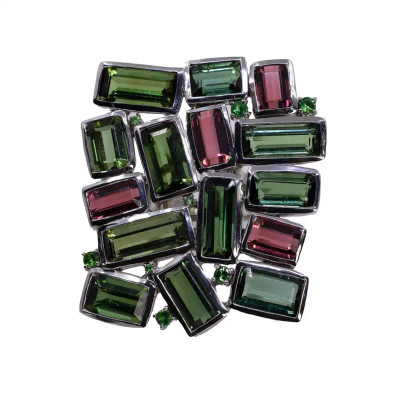 Inel Argint 925, Turmalina, Tsavorite