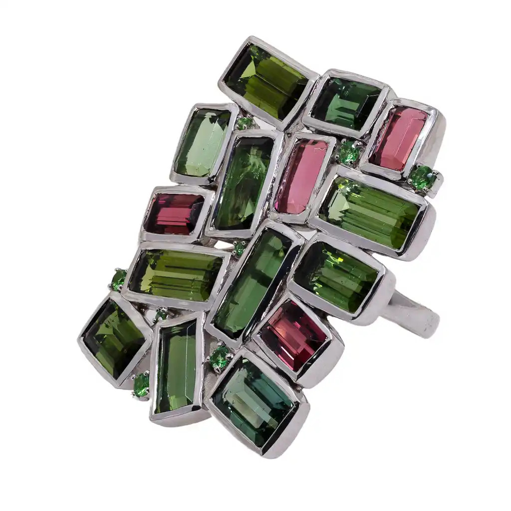 Inel Argint 925, Turmalina, Tsavorite