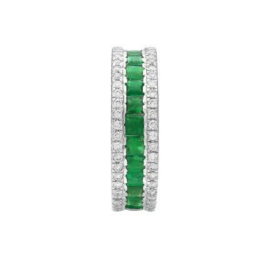 Inel Eternity Aur Alb 18k, Smaralde 2.50 ct, Diamante Naturale 0.65 ct