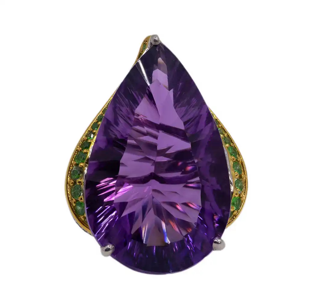 Inel Argint 925, Ametist, Tsavorite