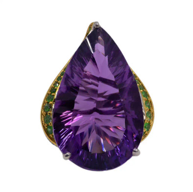 Inel Argint 925, Ametist, Tsavorite
