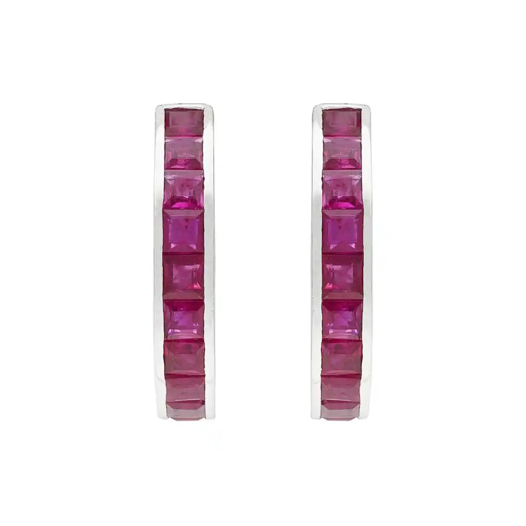  Cercei Aur Alb 18K, Rubine 3.85 ct 1
