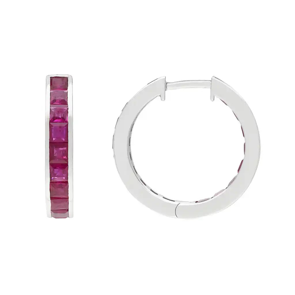  Cercei Aur Alb 18K, Rubine 3.85 ct 3