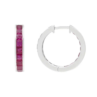  Cercei Aur Alb 18K, Rubine 3.85 ct 3