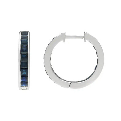Cercei Aur Alb 18K, Safir 3.85 ct