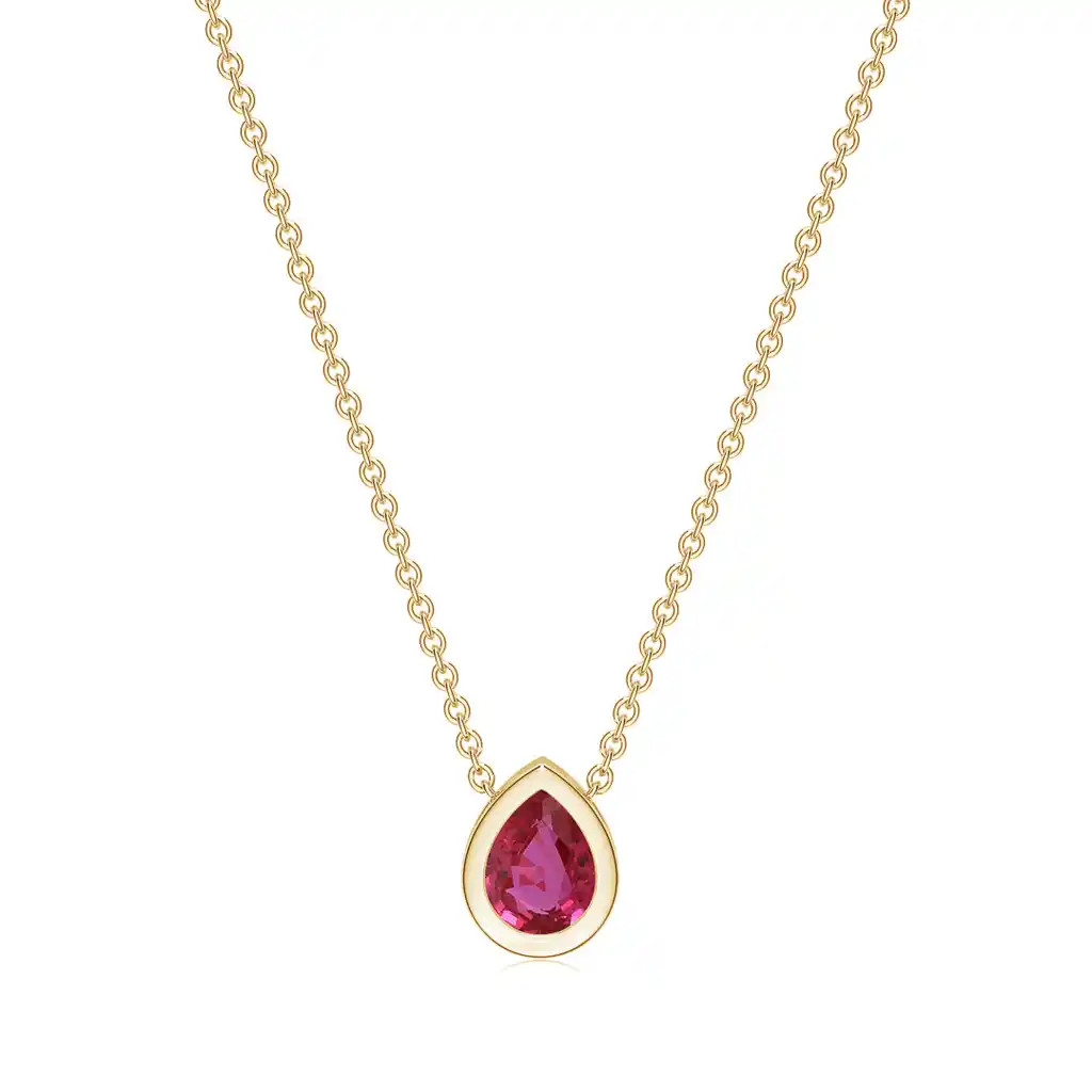Colier Aur Galben 14k, Burma Rubin 0.18 Ct