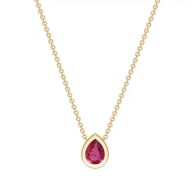 Colier Aur Galben 14k, Burma Rubin 0.18 Ct