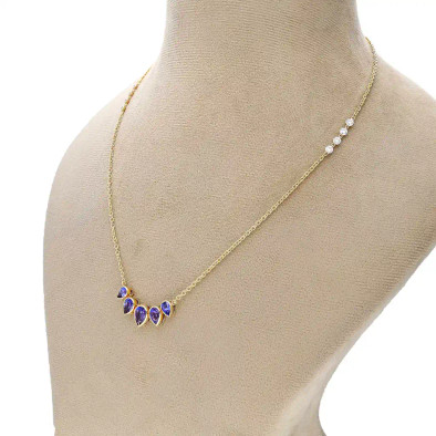 Colier Aur 18k, Tanzanit 3.48 ct, Diamante 0.32 ct