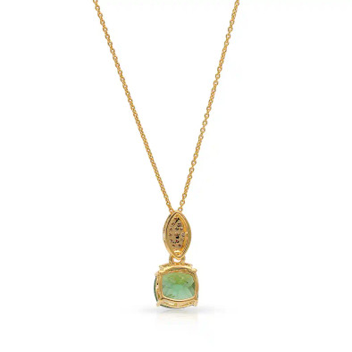 Colier Aur Galben 14k, Turmalina 1.30 Ct, Diamante Naturale 0.13 Ct
