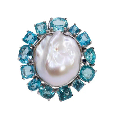 Inel Argint 925, Perla Baroque, Apatit