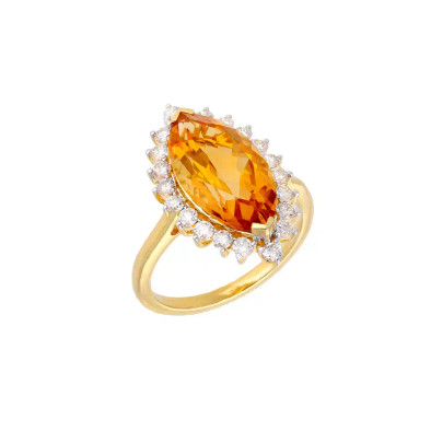 Inel Aur 18k, Citrin 5.15 ct, Diamante 0.77 ct