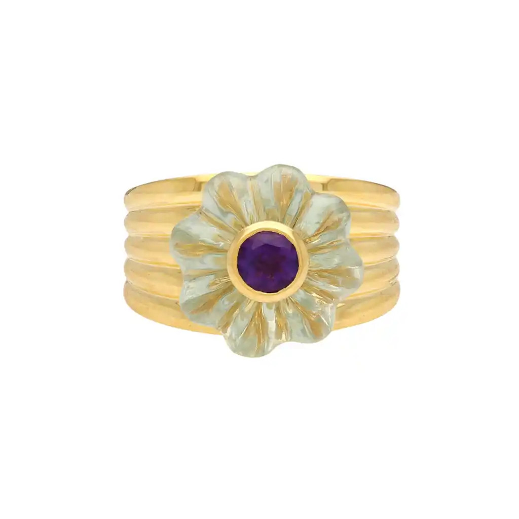 Inel Aur Galben 14k, Ametist Verde, Ametist, 11.48 ct