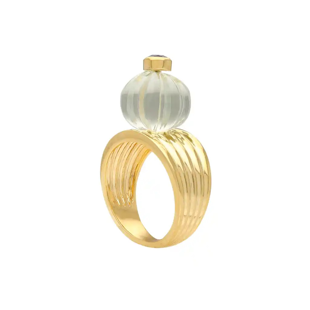 Inel Aur Galben 14k, Ametist Verde, Ametist, 11.48 ct