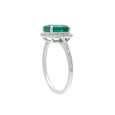 Inel Aur Alb 18k, Smarald 1.97 ct, Diamante 0.49 ct