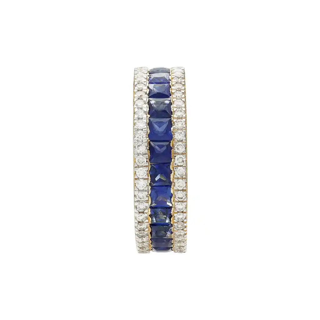 Inel Eternity Aur Galben 18k, Safire 3.03 ct, Diamante Naturale 0.65 ct