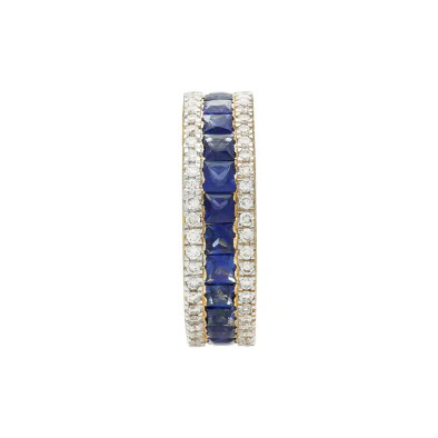 Inel Eternity Aur Galben 18k, Safire 3.03 ct, Diamante Naturale 0.65 ct