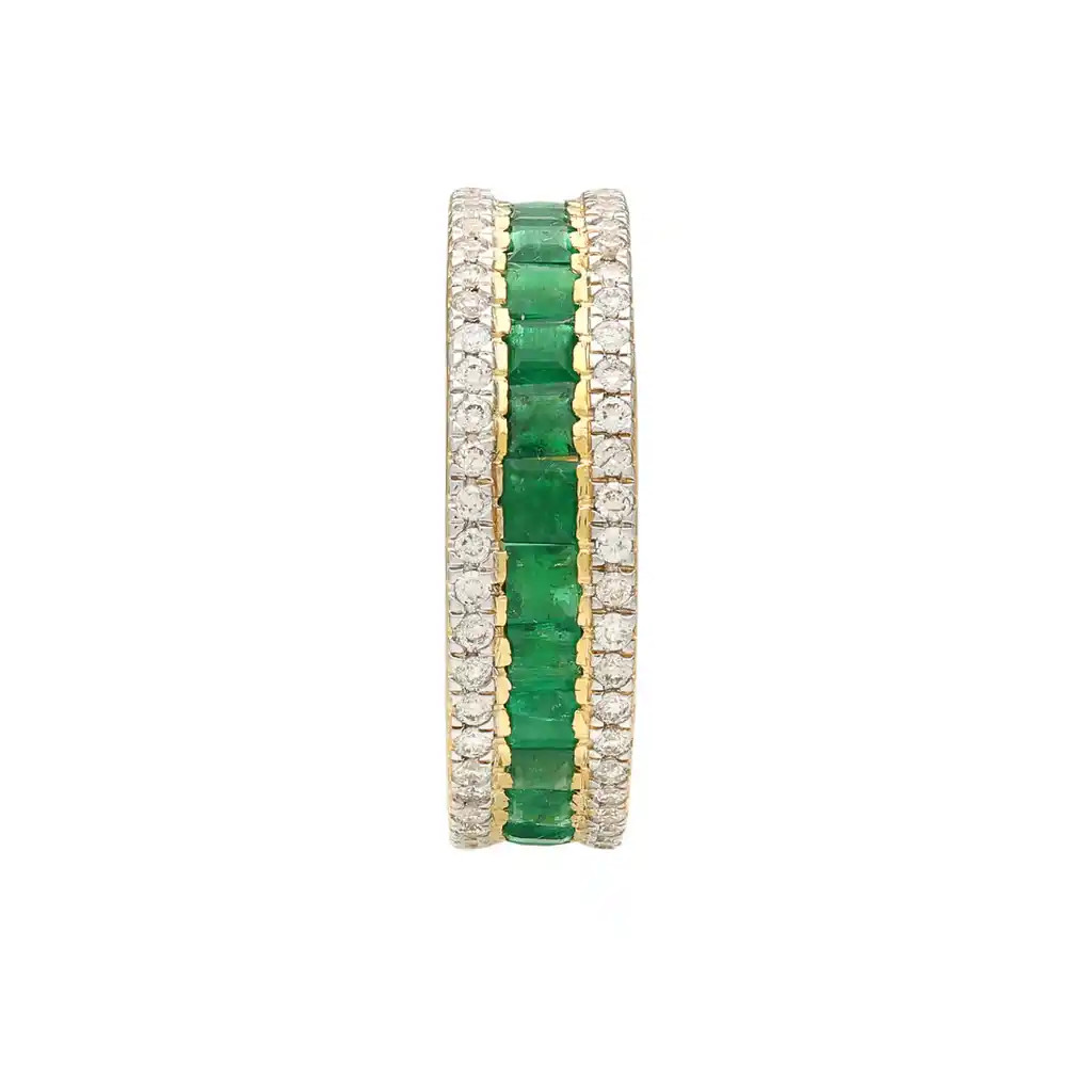 Inel Eternity Aur Galben 18k, Smaralde 2.50 ct, Diamante Naturale 0.65 ct