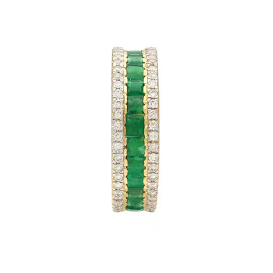 Inel Eternity Aur Galben 18k, Smaralde 2.50 ct, Diamante Naturale 0.65 ct