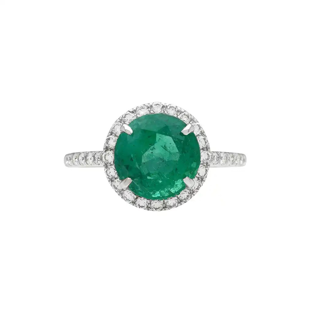  Inel Aur Alb 18k, Smarald 2.82 ct, Diamante 0.32 ct 1
