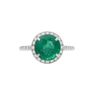  Inel Aur Alb 18k, Smarald 2.82 ct, Diamante 0.32 ct 1