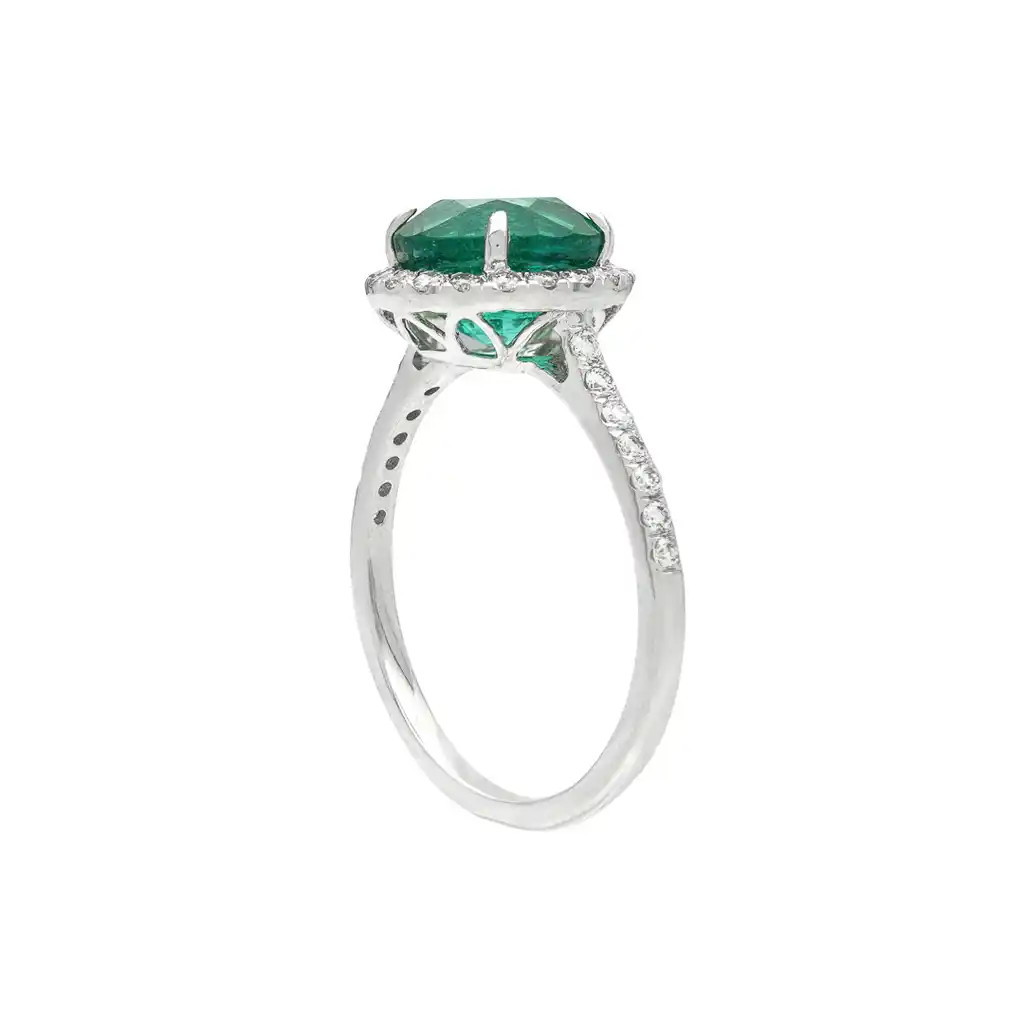  Inel Aur Alb 18k, Smarald 2.82 ct, Diamante 0.32 ct 3