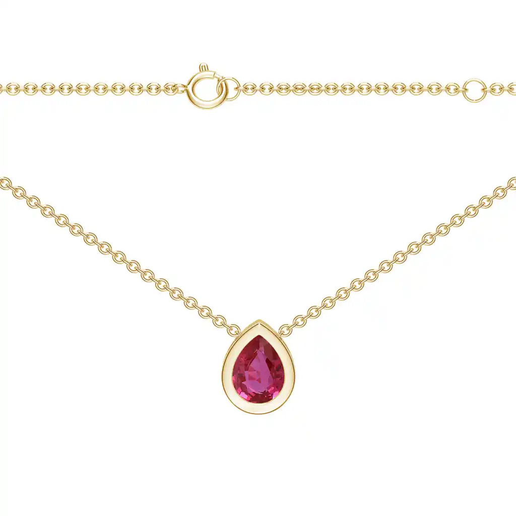 Colier Aur Galben 14k, Burma Rubin 0.18 Ct