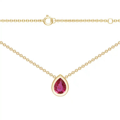 Colier Aur Galben 14k, Burma Rubin 0.18 Ct
