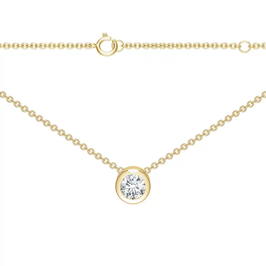 Colier Aur Galben 14k, Diamant Natural Solitaire 0.11 Ct FG/VS