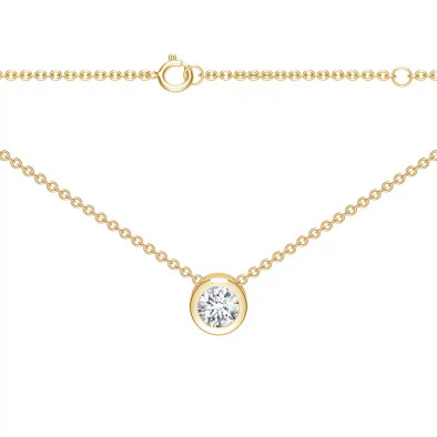 Colier Aur Galben 14k, Diamant Natural Solitaire 0.11 Ct FG/VS