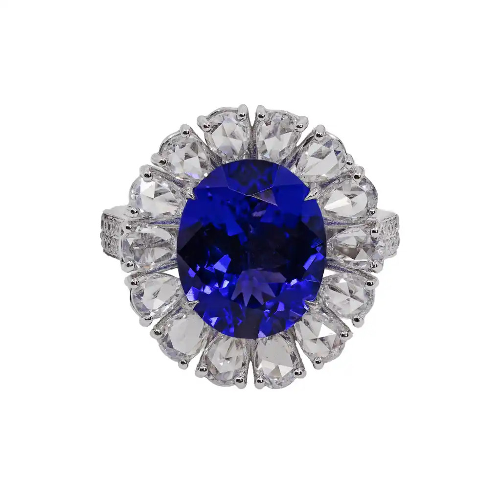 Inel Aur 18k, Tanzanit 5.15 ct, Diamante 2.15 ct