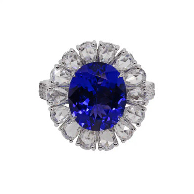 Inel Aur 18k, Tanzanit 5.15 ct, Diamante 2.15 ct