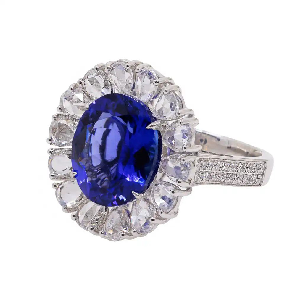 Inel Aur 18k, Tanzanit 5.15 ct, Diamante 2.15 ct