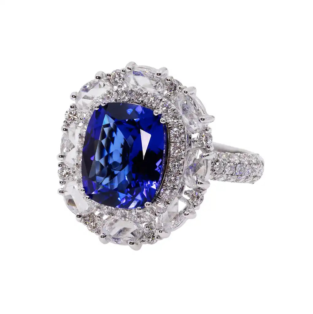 Inel Aur 18k, Tanzanit 4.50 ct, Diamante 2.68 ct
