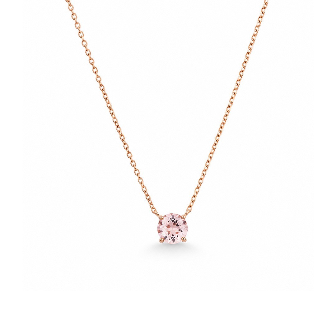 Colier Aur Roz 18k, Morganit 0.65 Ct