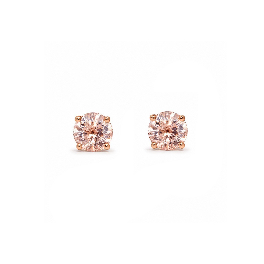 Cercei Aur Roz 18k, Morganit 1.30 Ct ,