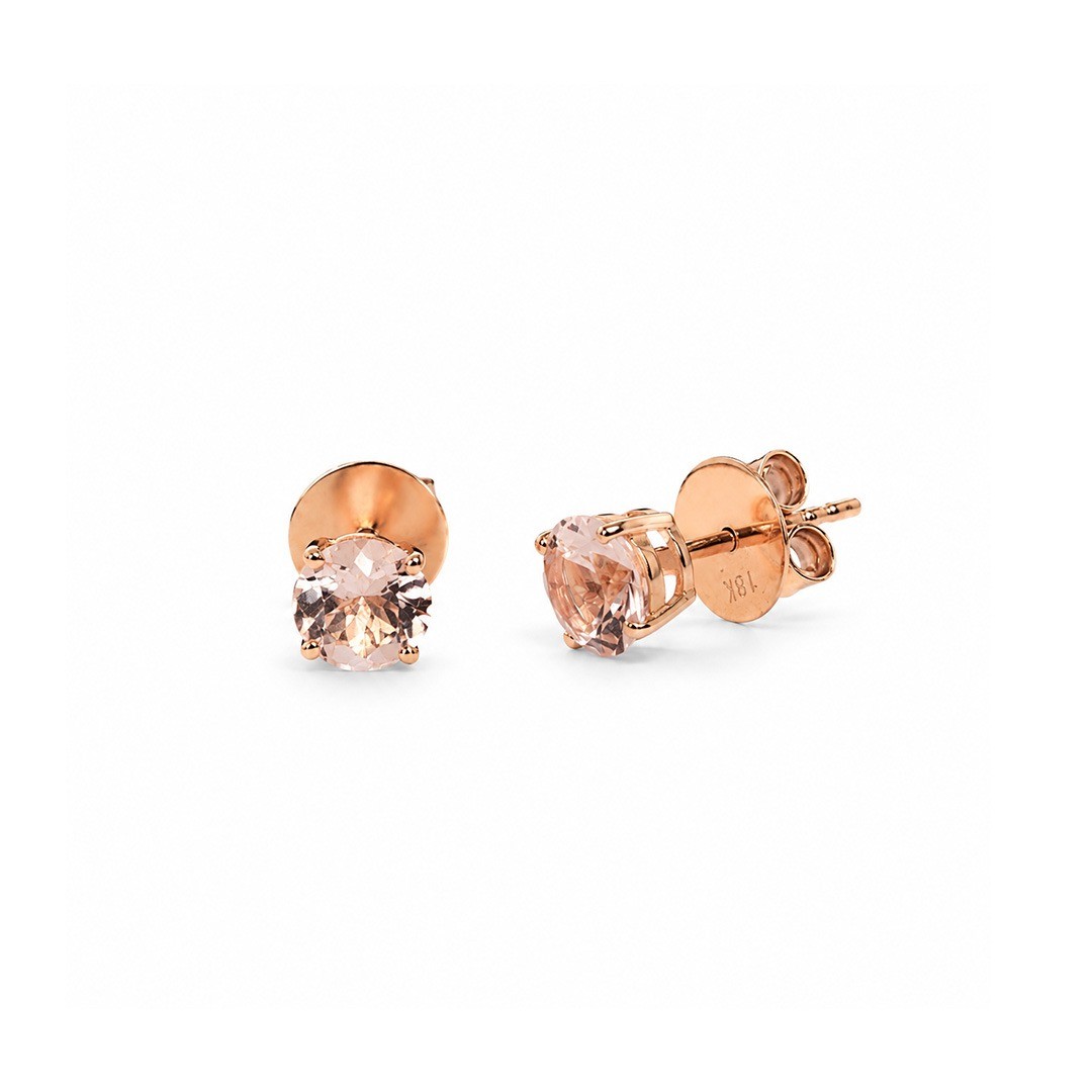Cercei Aur Roz 18k, Morganit 1.30 Ct ,