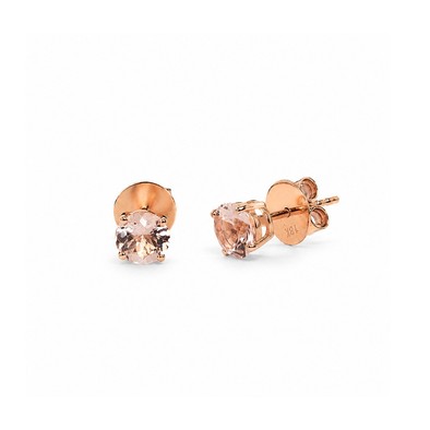 Cercei Aur Roz 18k, Morganit 1.30 Ct ,