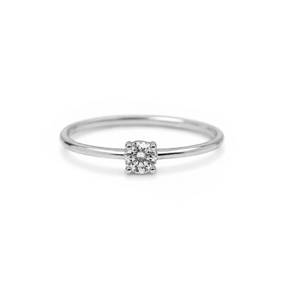 Inel Aur Alb 18k, Diamant Natural Solitaire 0.15 Ct