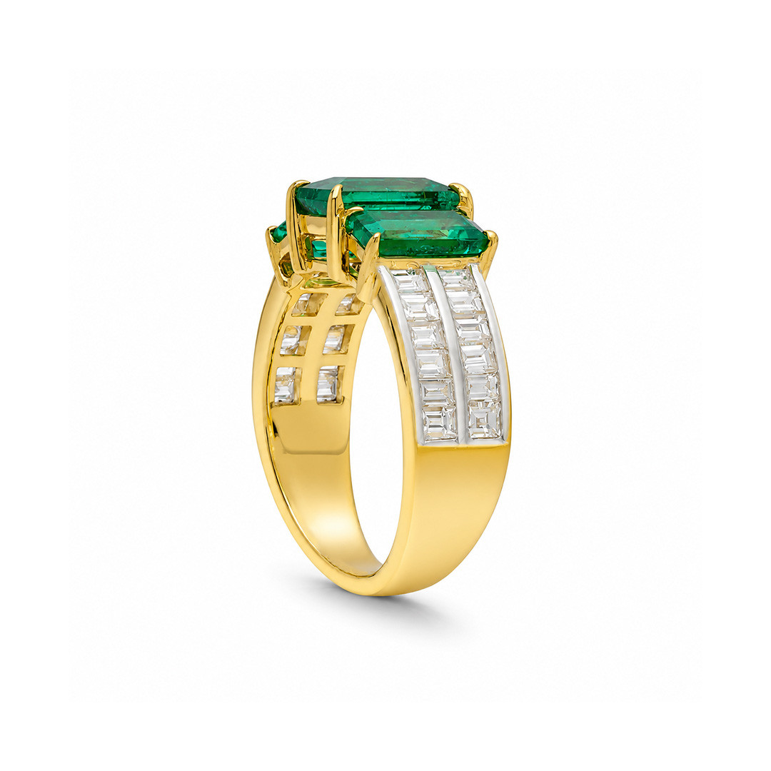 Inel Aur  18k, Smarald 2.58 ct, Diamante Naturale 0.94 ct