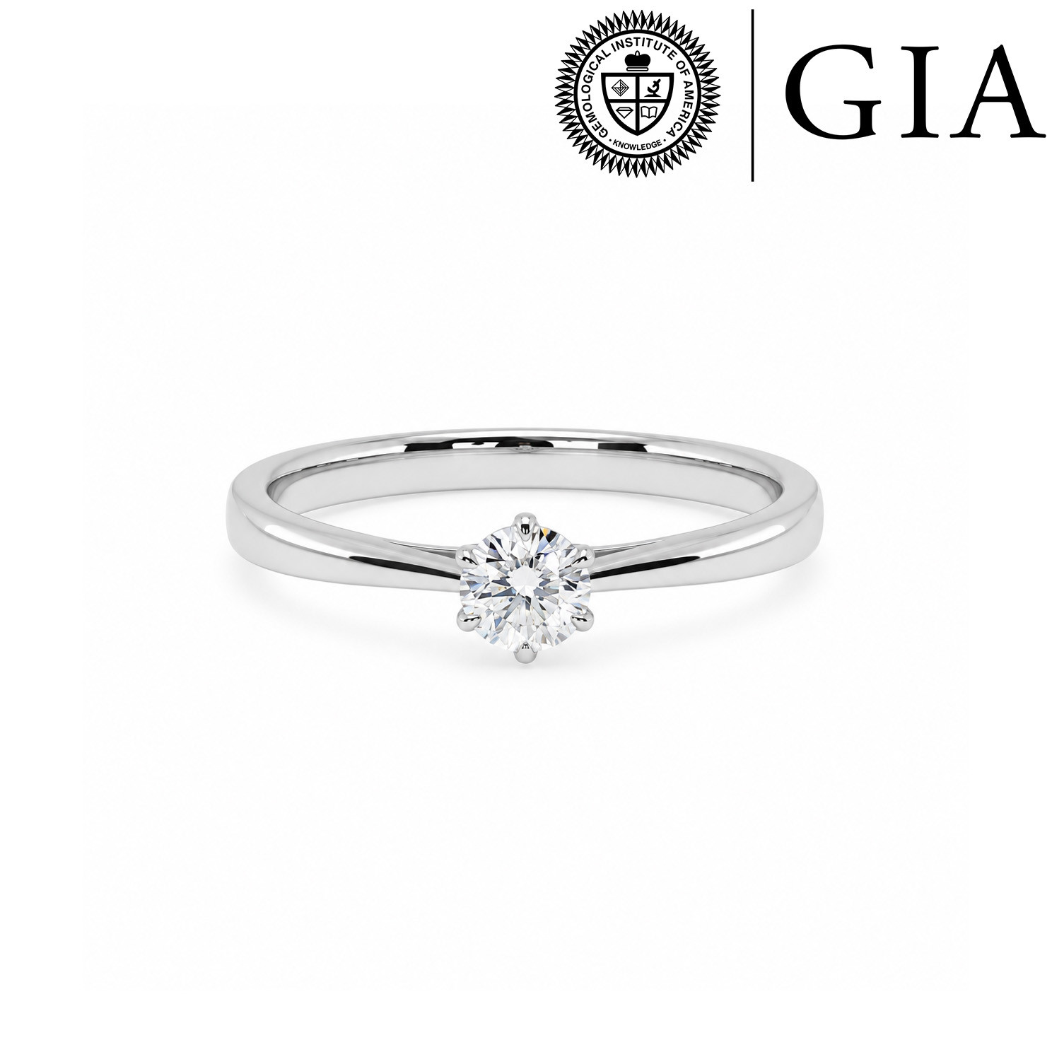 Inel Aur Alb 18k, Diamant Natural Solitaire 0.26 Ct