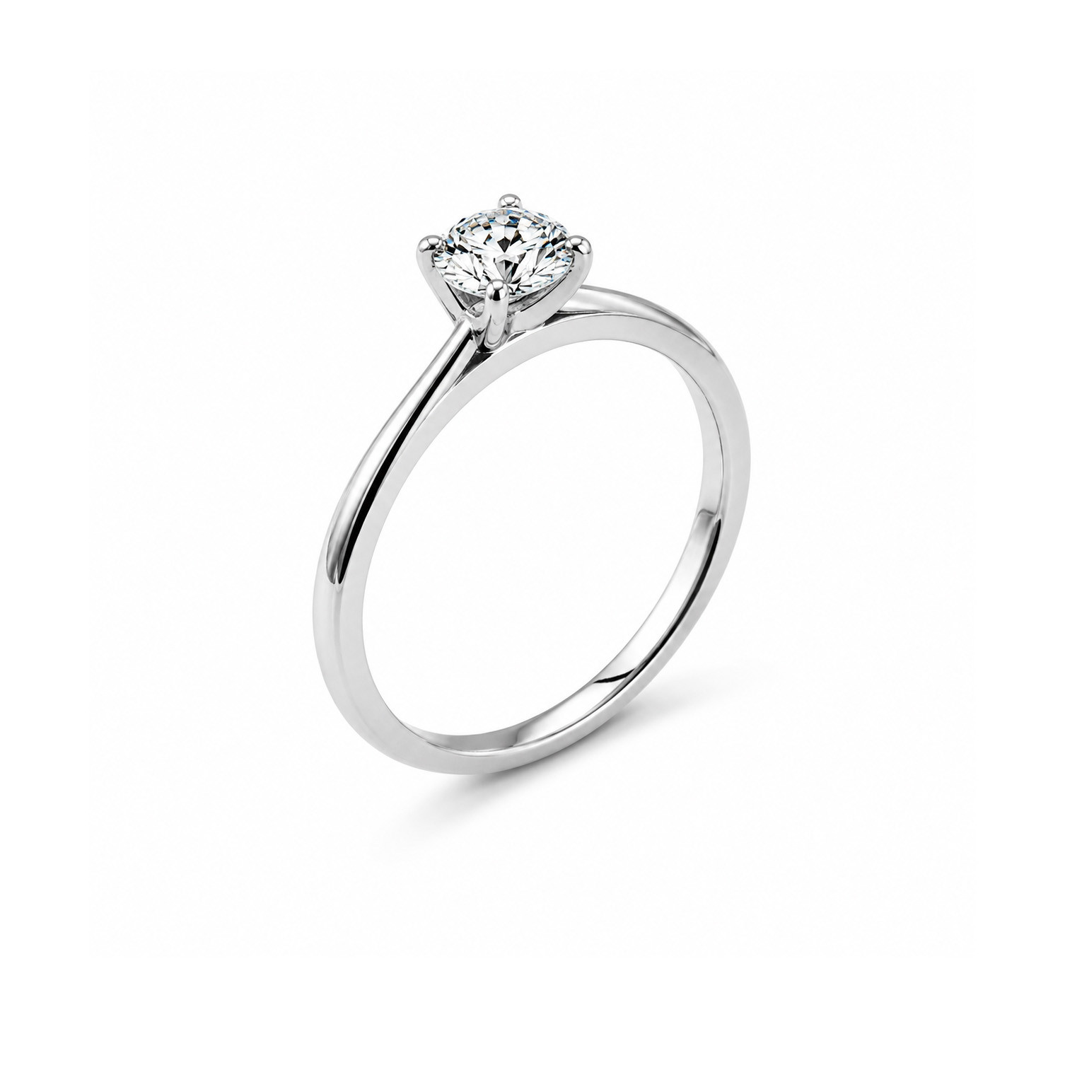 Inel Aur Alb 18k, Diamant Natural Solitaire 0.26 Ct