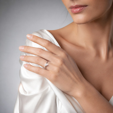 Inel Aur Alb 18k, Diamant Natural Solitaire 0.26 Ct