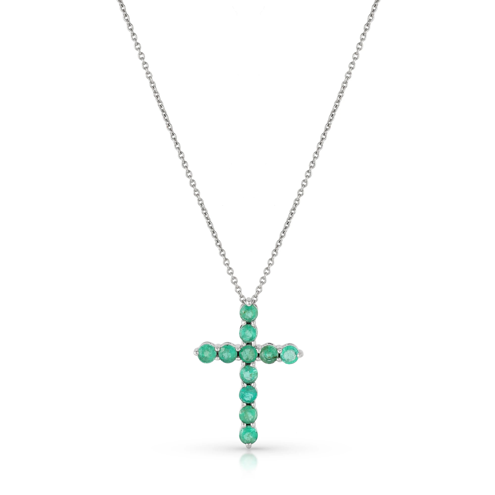 Colier Aur Alb 14K, Smaralde 0.80 Ct