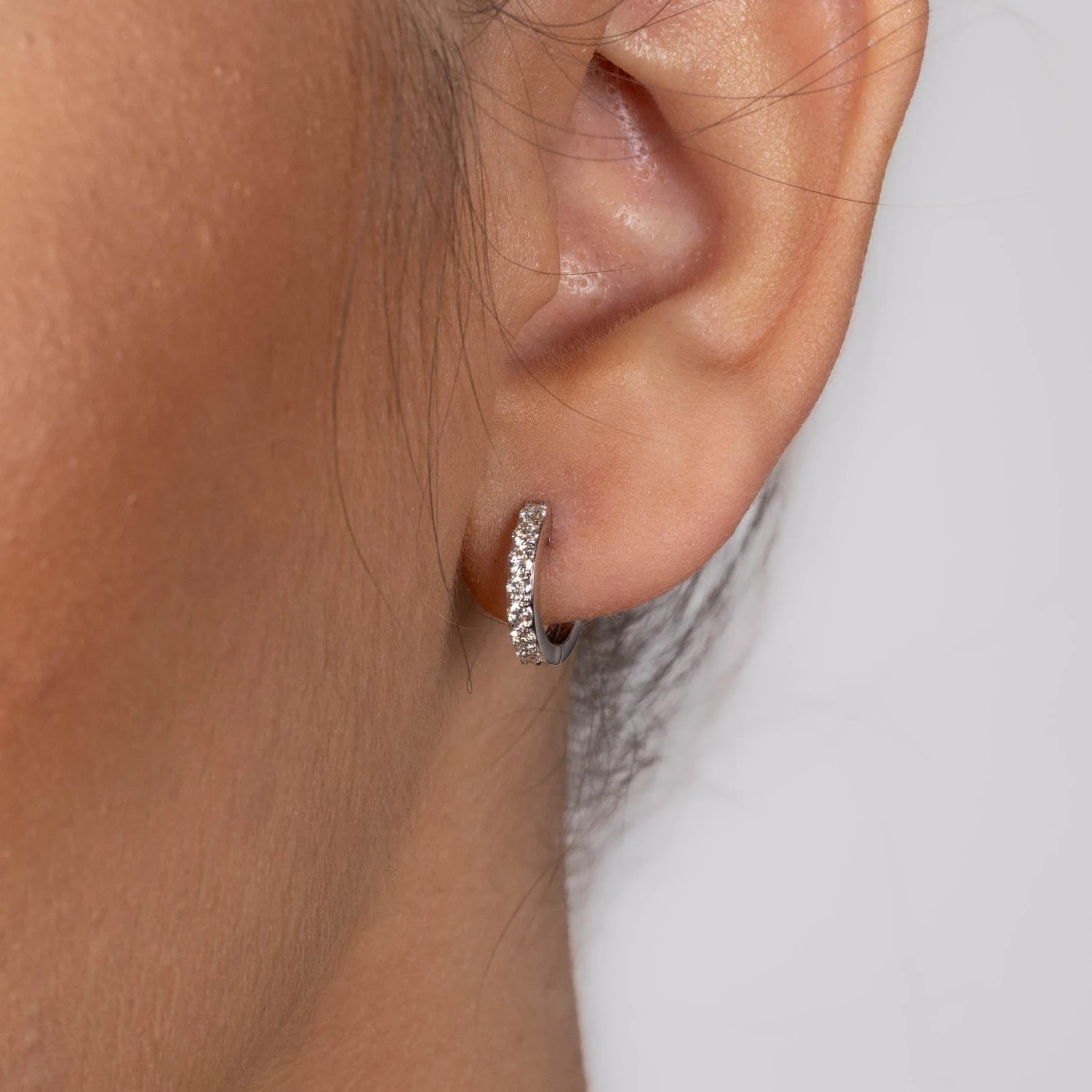 Cercei Aur Alb 18K, Diamante Naturale 0.50 ct