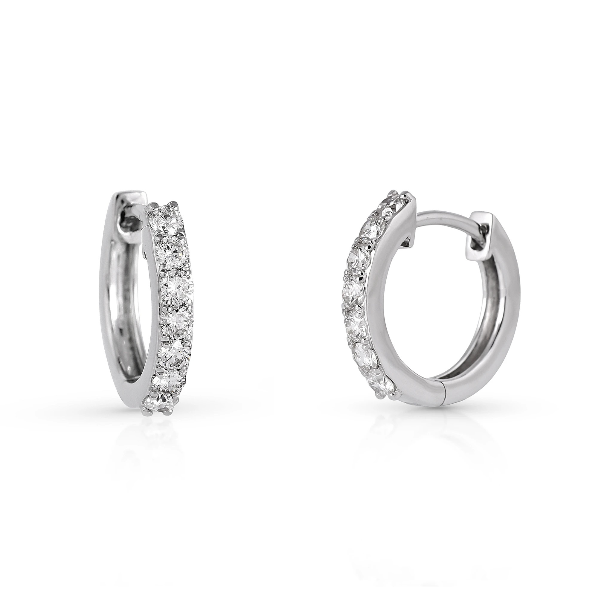 Cercei Aur Alb 18K, Diamante Naturale 0.50 ct