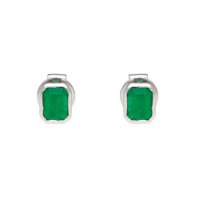 Cercei Aur Alb 14k, Smaralde 0.42 ct