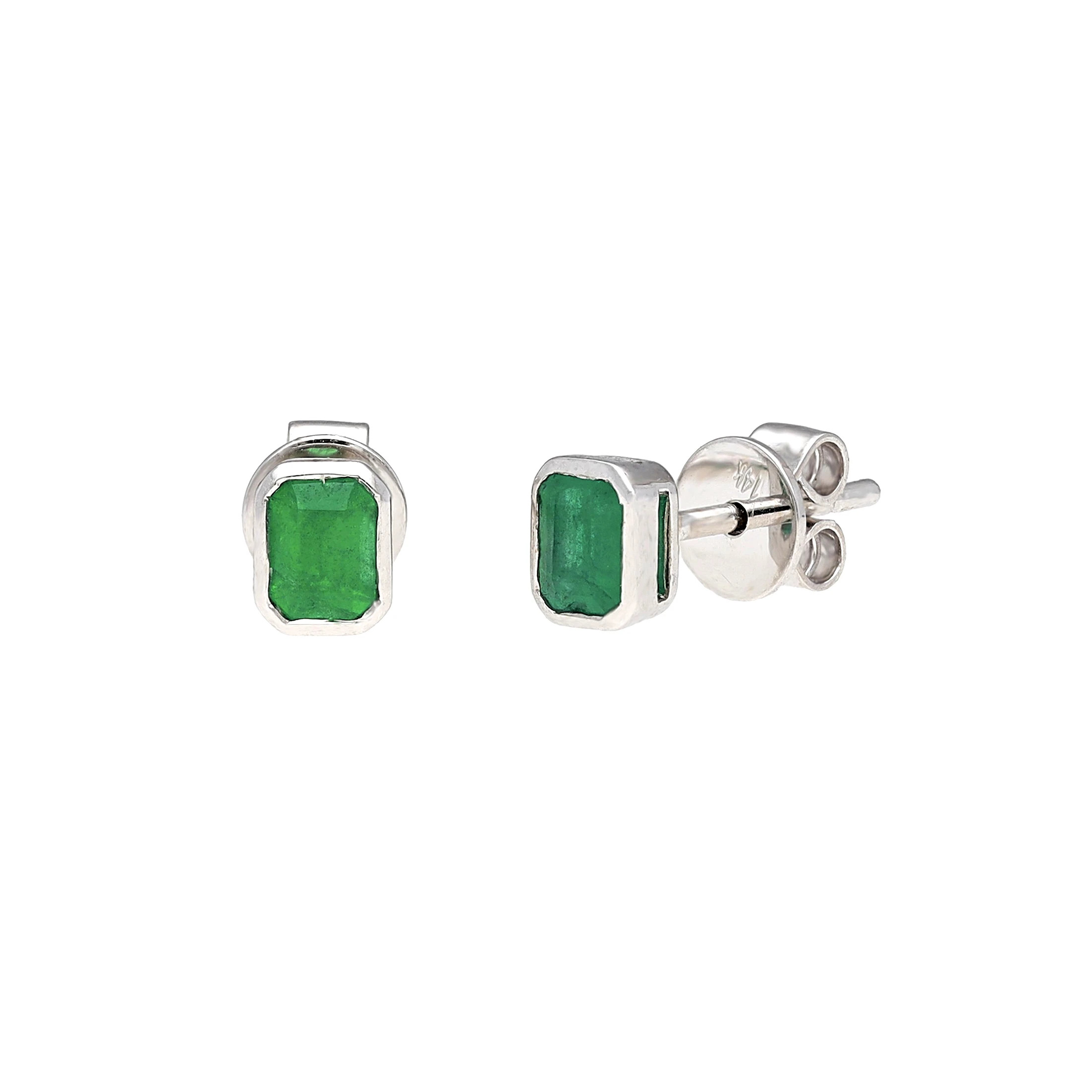 Cercei Aur Alb 14k, Smaralde 0.42 ct