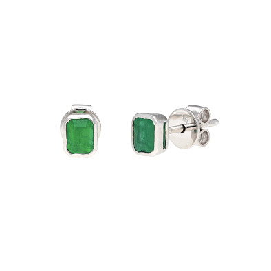 Cercei Aur Alb 14k, Smaralde 0.42 ct