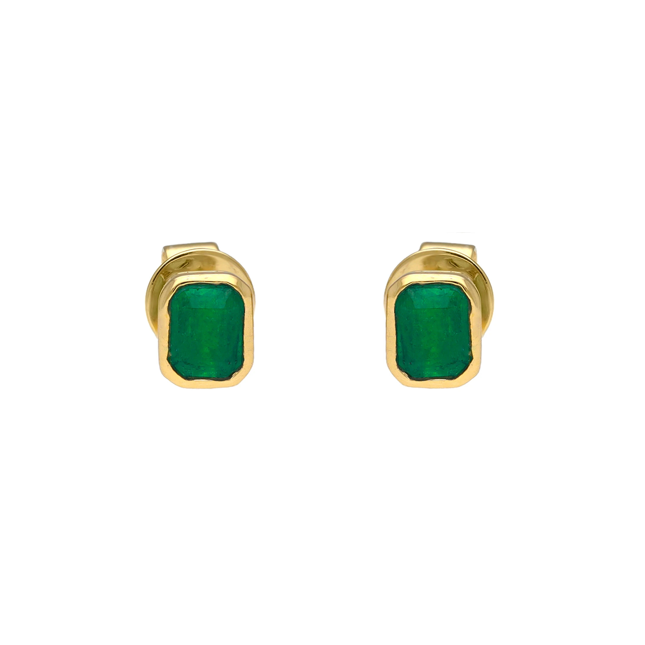 Cercei Aur Galben 14k, Smaralde 0.42 ct